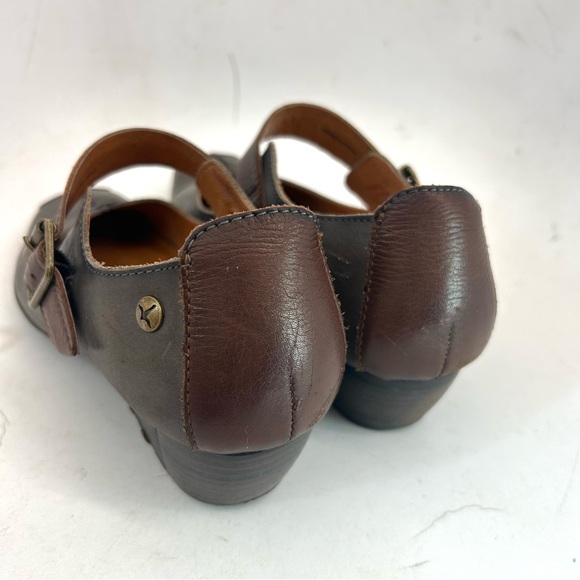 PIKOLINOS Gandia Two-Tone Leather Taupe Brown Mary Jane Strap Low Heel 38 7.5 - Picture 5 of 9